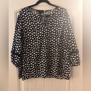 Navy and white heart blouse
